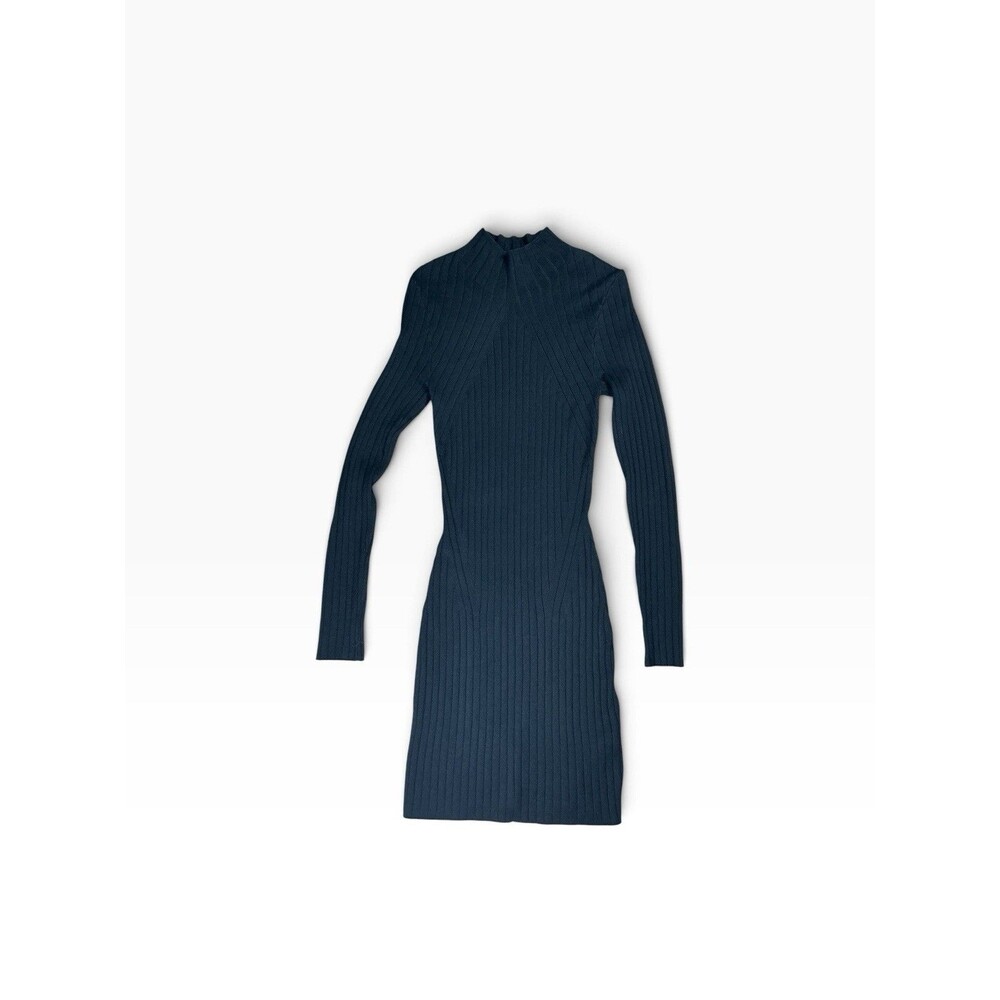 Abercrombie & Fitch Black Ribbed Knit Mock Neck Bodycon Sweater Dress S